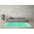 thumbnail image 3 of Ahgly Company Machine Washable Indoor Square Oriental Turquoise Blue Traditional Area Rugs, 7' Square, 3 of 4