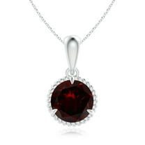 Angara Natural 9mm Garnet Solitaire Pendant Necklace in Sterling Silver for Women