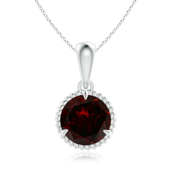 Angara Natural 9mm Garnet Solitaire Pendant Necklace in Sterling Silver for Women