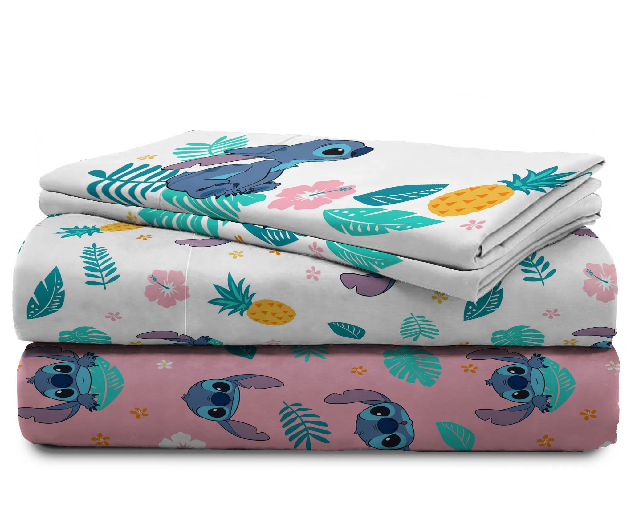 Lilo & Stitch Island Vibes 4-Piece Queen Sheet Set, Polyester, Multicolor, Disney