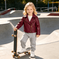 thumbnail image 3 of GYRATEDREAM Toddler Girls Faux Leather Motorcycle Jacket Lapel Zip Up Biker Coat Kids Fall Outerwear, 2-8Y, 3 of 7