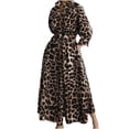 thumbnail image 2 of Sakmal Long Sleeve Womens Dresses Spring Long Shirt Dress Casual Leopard Print Brown Dresses S-5XL, 2 of 5