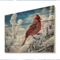 thumbnail image 2 of Designart "Winter Wonderland Cardinal Red Bird in Canada II" Animals Print on Natural Pine Wood, 2 of 5