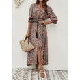 thumbnail image 3 of Tribal Print Shirred Waist and Cuffs Button Down Quarter Sleeves Dress, 3 of 5
