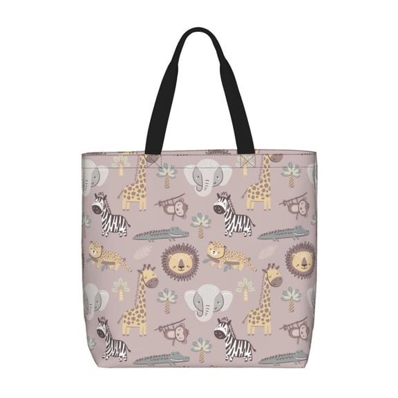 Rateoe Safari Animals Print Lightweight Tote Bag for Women, Water-Resistant Shoulder Bag with Zipper, Spacious Casual Handbag for Work, School, Shopping