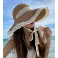thumbnail image 5 of YooGuoGuo Women Sun Hat Wide Brim Straw Hat with Lace Ribbon Packable Floppy Summer Beach Cap Elegant Cottagecore Accessories, 5 of 6