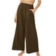 thumbnail image 2 of ICHUANYI Clearance Women's Solid Color High-waist Loose Women's Wide Leg Pants(Brown, XXL) ICHUANYI WER2023081507234, 2 of 5
