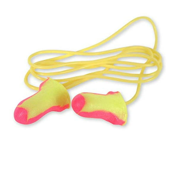 Howard Leight LL-30 Laser Lite Disposable Foam Corded Earplugs, Polyurethane Foam, One Size, Pink/Yellow (Pack of 100)