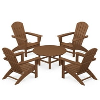 POLYWOOD Nautical 5-Piece Outdoor Adirondack Chair Conversation Set in Teak