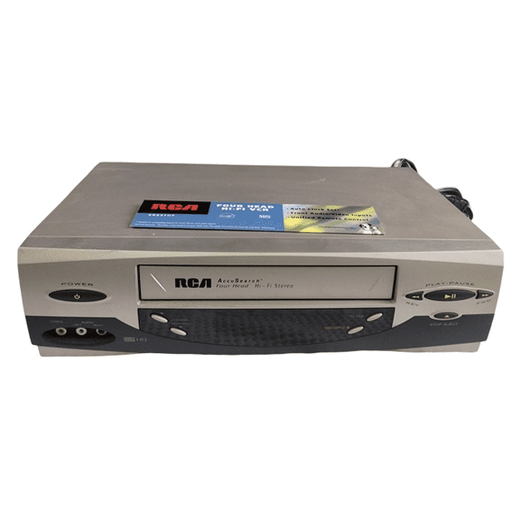 Restored RCA VR637 4-Head Hi-Fi Stereo VCR w/ Original Remote, Manual, A/V Cables, & HDMI Converter (Good) (Refurbished)