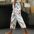 thumbnail image 2 of Crgrtght Womens Summer Pants Cropped Pants High Waisted Boho Beach Pants Drawstring Capris Pants with Pockets Wide Leg Vintage Printed Bohemian Capris Trousers Floral Pants for Women, 2 of 5