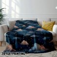 thumbnail image 4 of 1pc Vintage Starry Cloudscape Night Sky Artwork Flannel Throw Blanket - Soft Cozy All-Season, Deep Blue & Pink Clouds with Golden Stars, Digital Print for Sofa Bed Camping Travel Office, Cozy Blanket, 4 of 10
