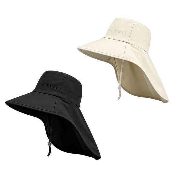 zrova 2 Pack Women's Sun Hat with Neck Flap, Ponytail Hole, UPF 50 UV Protection Wide Brim Fishing Hat