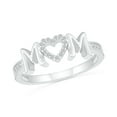 thumbnail image 1 of DGOLD Bague Maman en Argent Sterling Blanc avec Diamant Rond (0.08 Cttw), 1 of 4