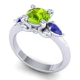 thumbnail image 2 of Diamond-Capitals 2.50 Carat Stunning Round Peridot & Blue Sapphire Gemstone Engagement Ring for Women Solid 14K White Gold Size 11, 2 of 8