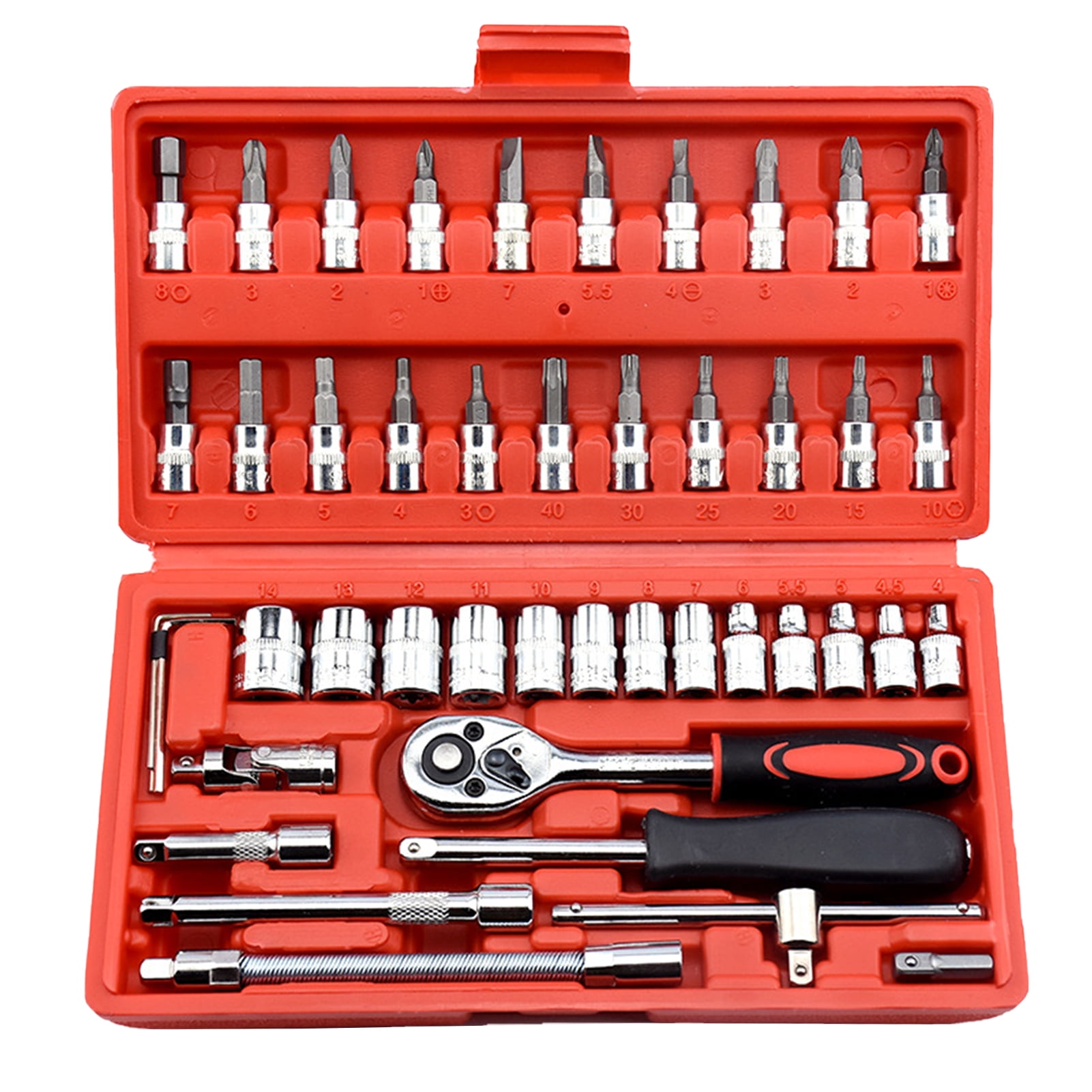 46Pcs Tool Set Car Repair Kit Case Home hand Tools Piece Box Socket Set Ratchet 