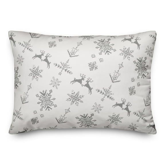 Creative Products Neutral Christmas Deer Pattern 20 x 14 Spun Poly Pillow