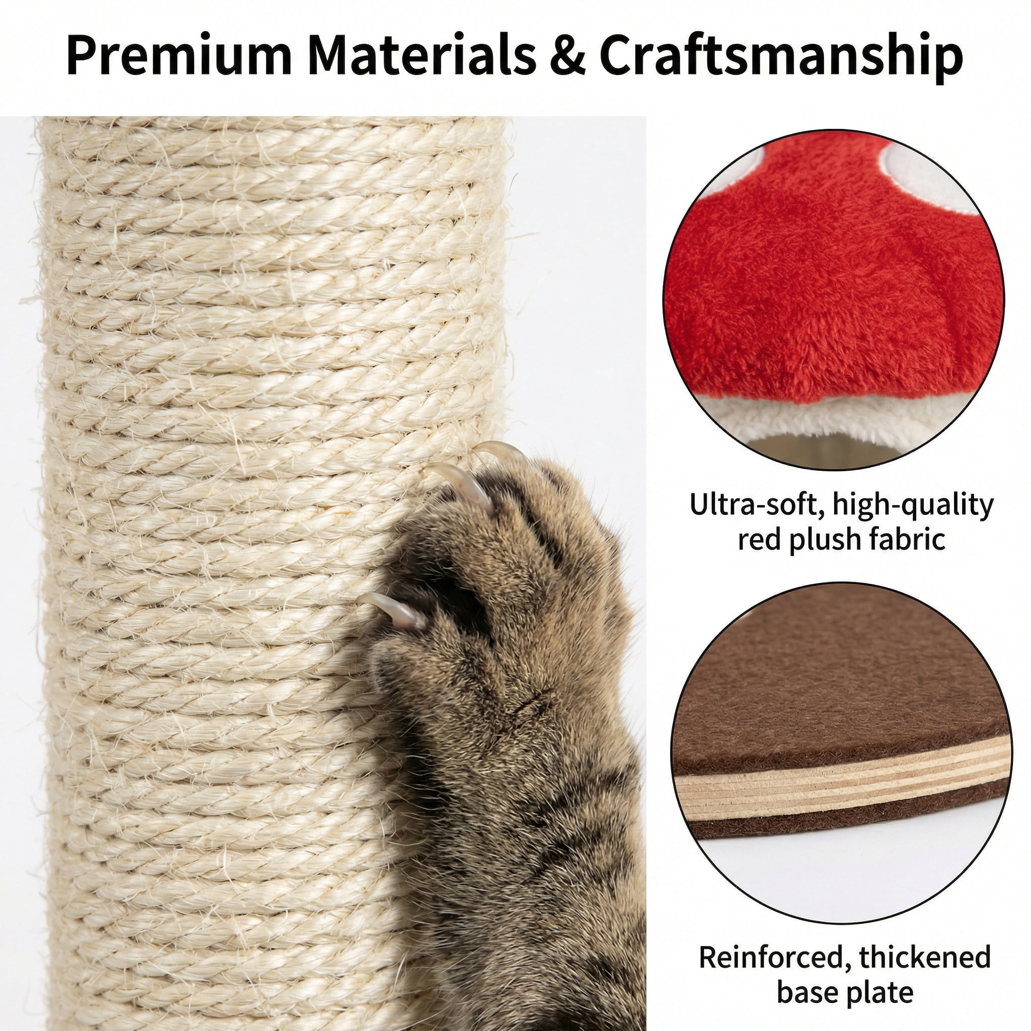 Mushroom Cat Tree, Cozy Condo Hideouts, Soft Plush, Sisal Scratching Posts, Forest Decor