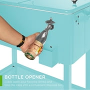 Best Choice Products 80qt Steel Rolling Cooler Cart w/ Bottle Opener, Catch Tray, Drain Plug, Locking Wheels - Turquoise