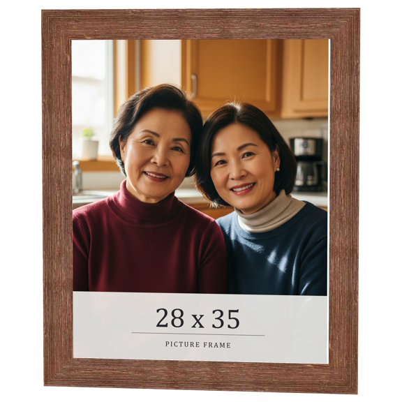 28x35 Frame Brown Farmhouse Solid Wood Picture Frame Width 1.5 Inches | Interior Frame Depth 0.5