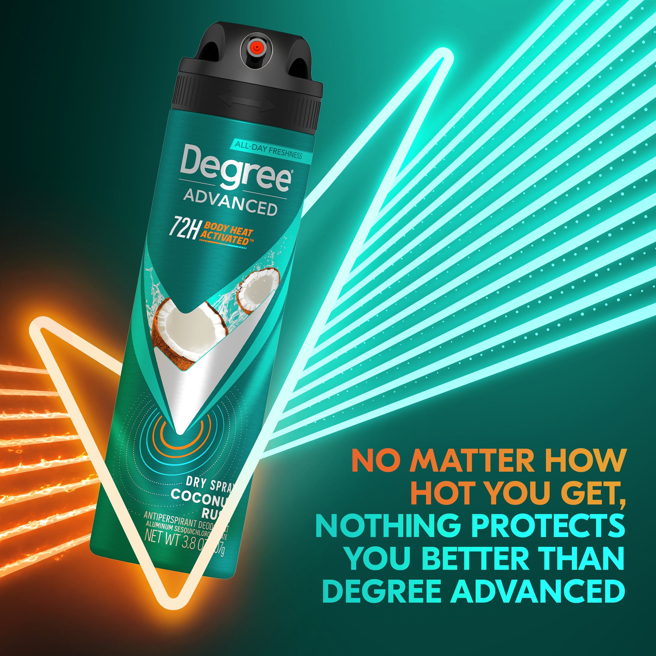 Degree Advanced Long Lasting Men's Antiperspirant Deodorant Dry Spray, Coconut Rush, 3.8 oz