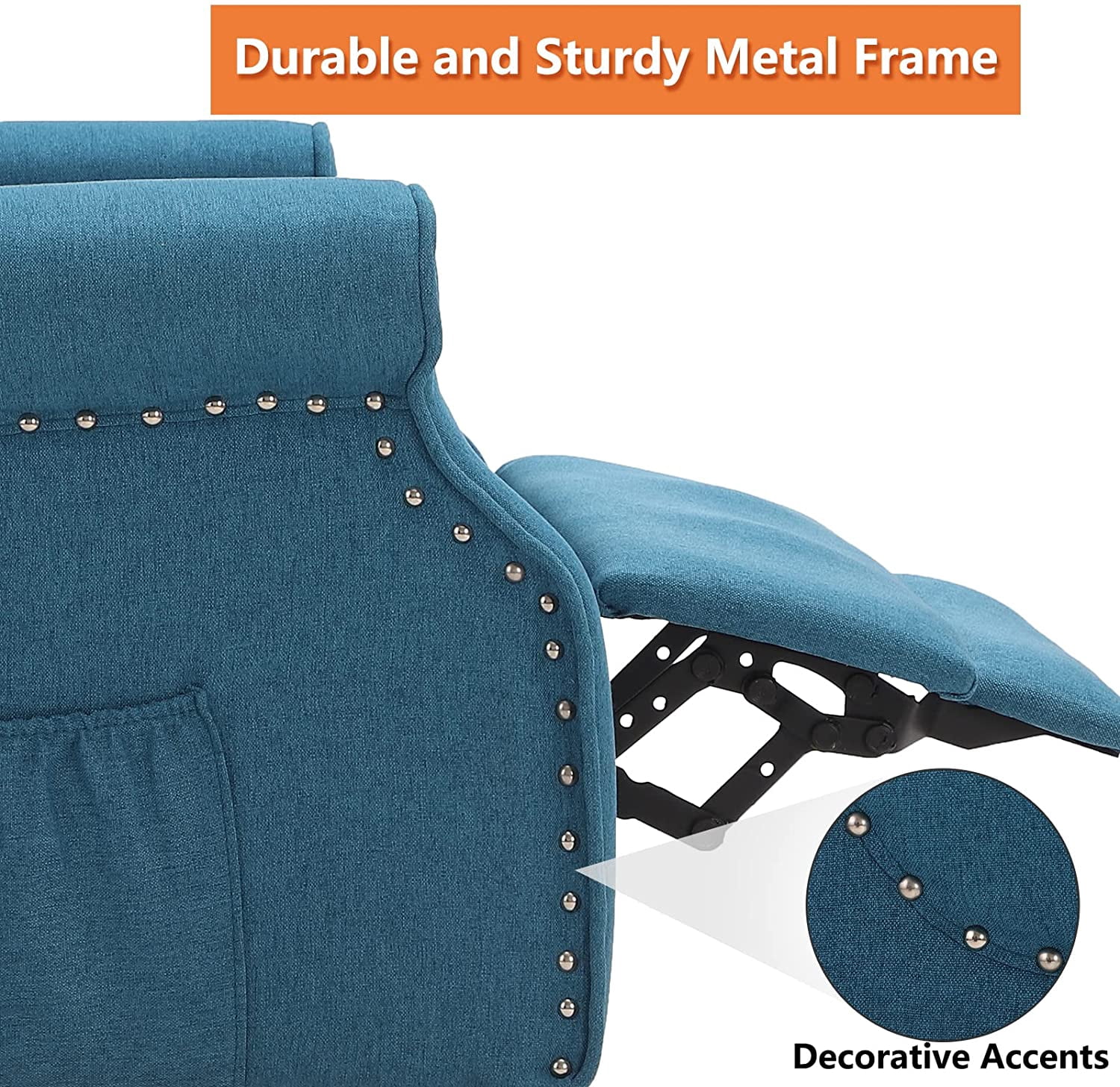 LVUYOYO Wingback Recliner Chair Push Back Arm Chair with Heat and Massage Tufted Single Sofa for Home, Living Room, Office, Bedroom