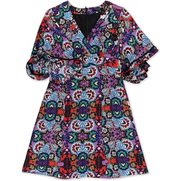 Nanette Lepore Womens Surplice A-line Dress, Multicolor, 4