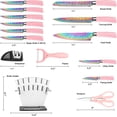 thumbnail image 2 of Rainbow Titanium Knife Set, Non Stick Thick and Sharp Stainless Steel 15 Pcs Cutlery Kitchen Knives Set with Acrylic Block, Chef Quality for Home & Pro Use, Best Gift, Pink Color, 2 of 9
