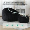 thumbnail image 5 of Bean Bag Chair with Comfly Ottoman, Modern Chenille Fabric Single Sofa Chair with Pumpkin Backrest and Anti-Slip Bottom, 27.5 Deep Seat, Reading Chair for Living Room Bedroom Apartment Dorm, Black, 5 of 8