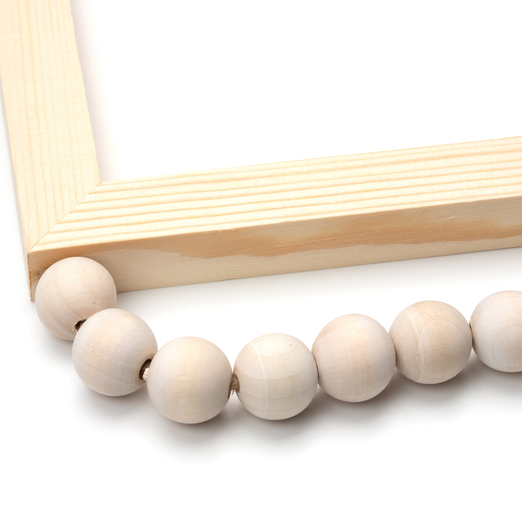 Hello Hobby 12x12 inch Square Wood Frame White Canvas with Wood Beaded Handle, Natural Unfinished