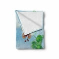 thumbnail image 2 of Garden Soft Flannel Fleece Blanket, Gardening Theme Illustration of Butterfly Ladybug Worm Flowers and Grass, Cozy Plush for Indoor and Outdoor Use, 70" x 90", Jade Green Fern Green, by Ambesonne, 2 of 6