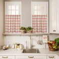 thumbnail image 3 of 3 Piece Kitchen Curtains and Valances Set Yellow Buffalo Plaid Cafe Curtains 24 Inch Length Red Lines Grid Pattern Vintage Valance & Tier Curtain for Living Room Bedroom Window 54"x18"+27"x24"*2, 3 of 6