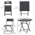 thumbnail image 2 of 3-Piece Folding Rattan Bistro Set - Brown Patio Furniture for Balcony, Garden & Small Spaces - Metal Frame, Weather-Resistant Design, 23.6" Table & Chairs, 2 of 7