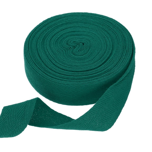 Uxcell Cotton Twill Tape Ribbon 1" 11 Yard Herringbone Webbing Tape, Dark Green