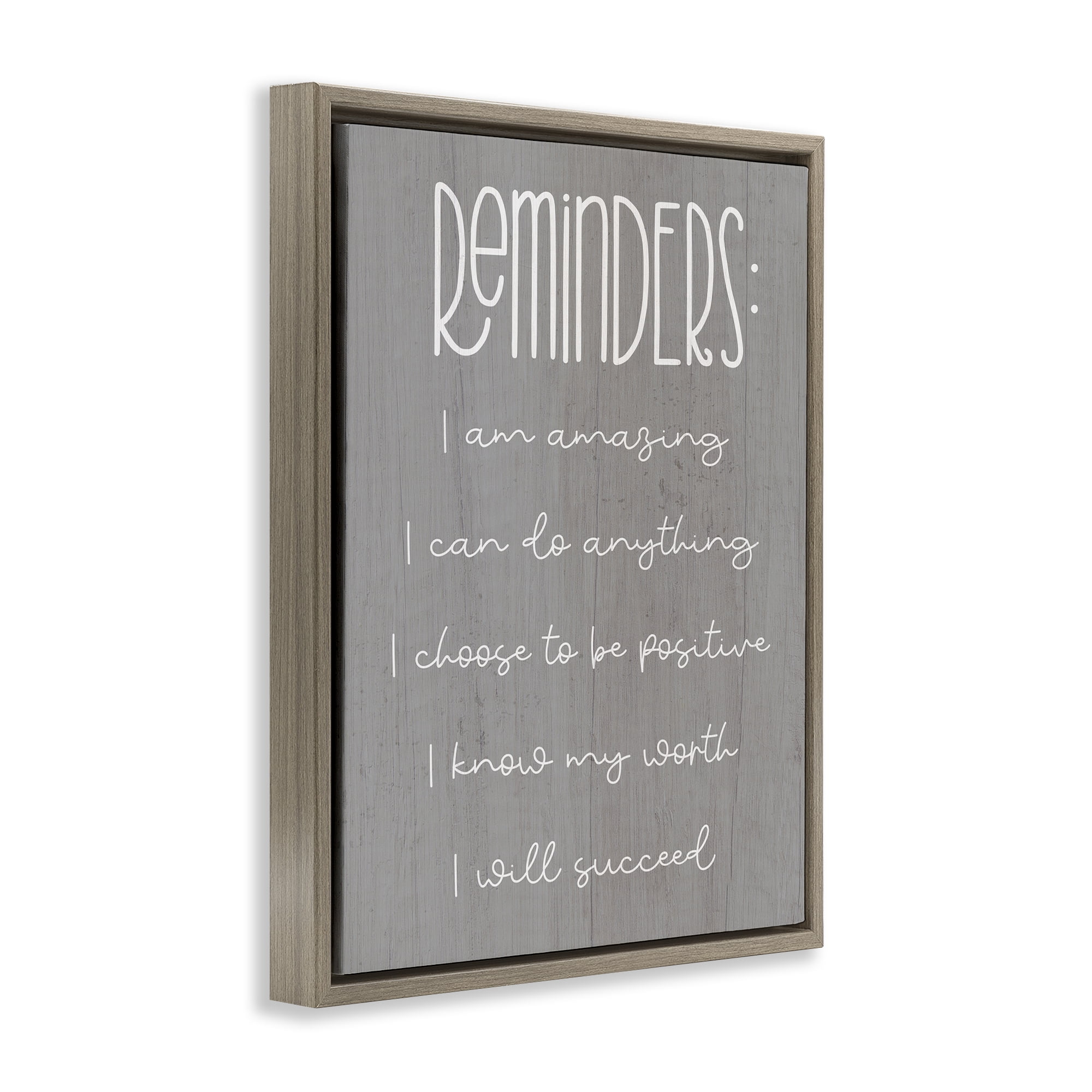 Stupell Industries Self Confidence Reminders Text & Numbers Painting Brown Floater Framed Canvas Art Print Wall Art, 17 x 21