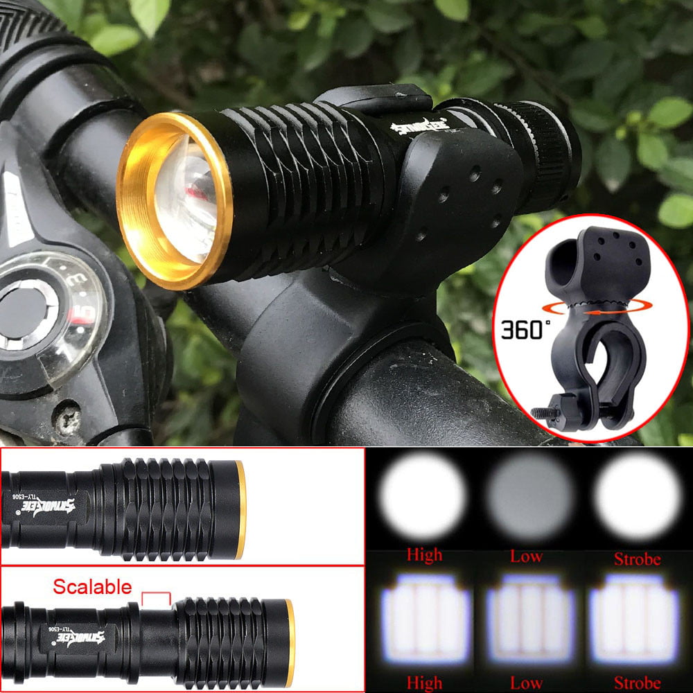 5 LED Red Tail Light Bicycle Head & Tail Light Kit Cree Q5 Flashlight w/Mount 