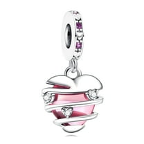 ROSIANNA 925 Sterling Silver Charm for Women Bracelet Heart-Shaped Spiral Pendant
