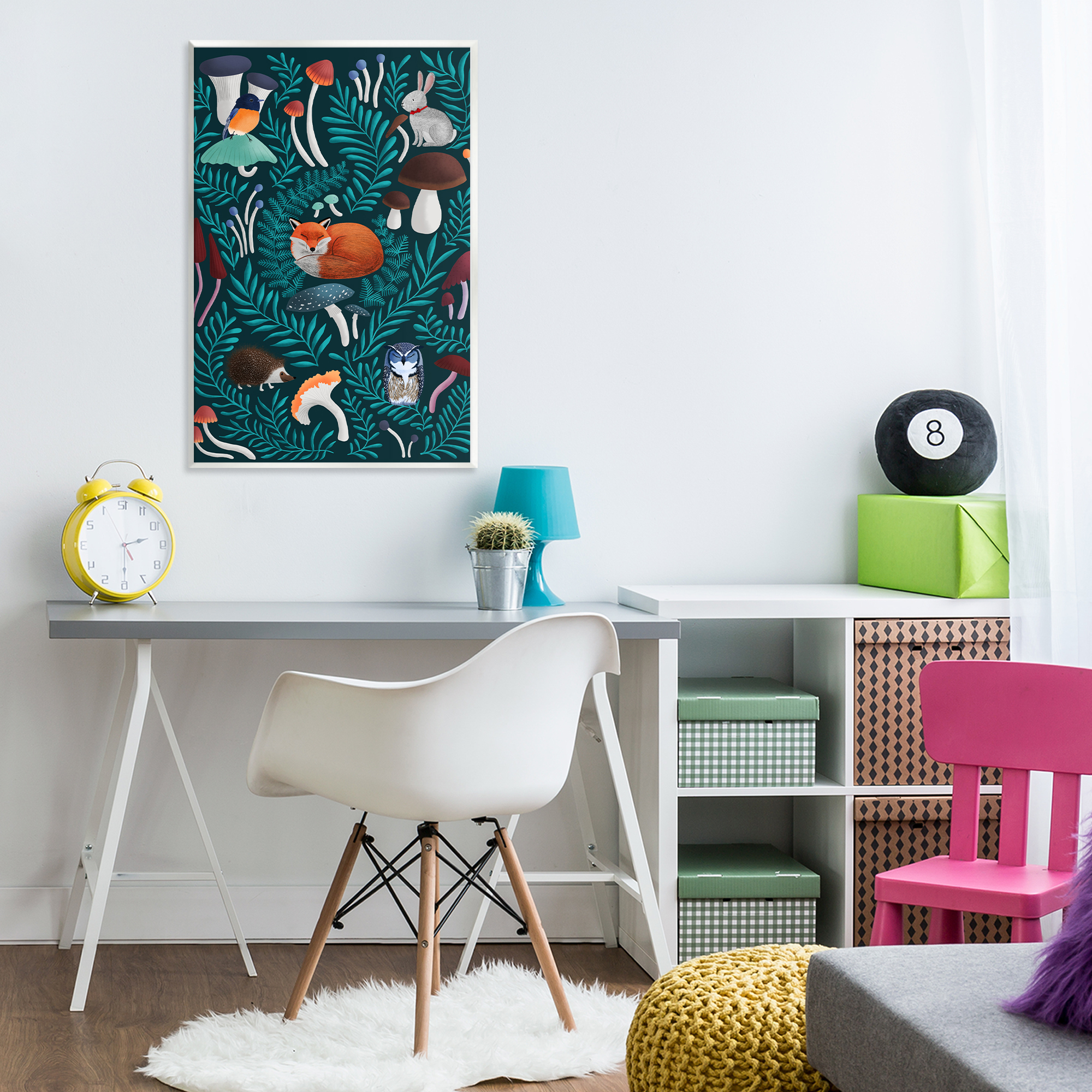 Woodland Animals & Botanical Sprigs Wall Plaque Art, design by Metka Hiti