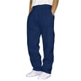 thumbnail image 2 of Nestiefly Mens Cargo Pants Hiking Athletic Joggers Sweatpants Elastic Waist Drawstring Casual Trousers with Multi Pockets Navy S, 2 of 4