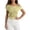 A-Yellow1534, variant on Women's Off Shoulder Ruched Mesh Crop Top Slim Fit Stretchy Weekend Casual Shirts