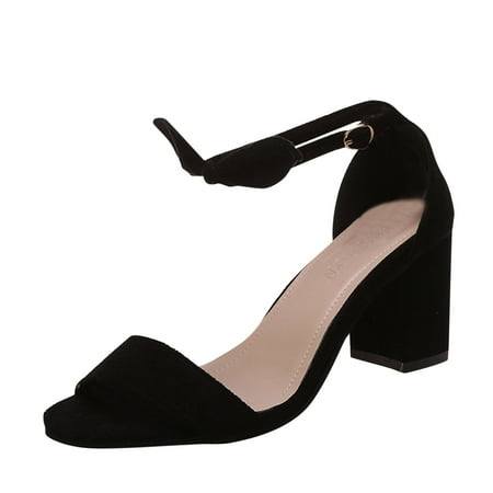 

adviiicd Pumps Summer Women Pumps Thick Heel High Heel Solid Color Bow Buckle Casual Womens Pumps And