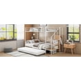 thumbnail image 2 of Harper & Bright Designs Twin Over Full Size Metal Bunk Bed with Trundle and Storage Staircase, Heavy Duty Steel Bed Frame with Shelving and Open Wardrobe for Teens, White, 2 of 18