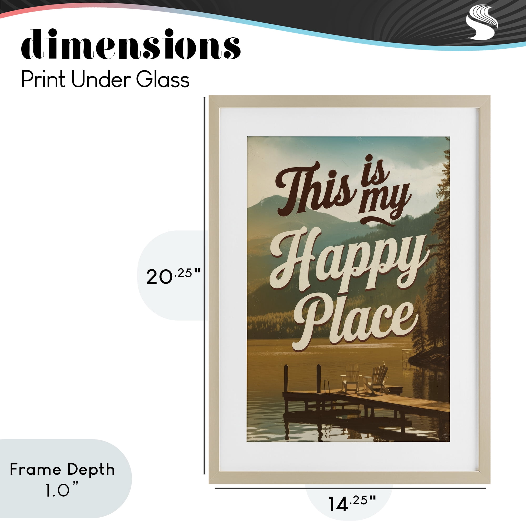 Stupell Industries Vintage My Happy Place Birch Framed Print Under Glass, design by Andreas Magnusson