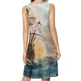 thumbnail image 2 of Hand Painting The Pirate Ship Spring Summer Dresses for Women Fashion T-shirt Dress Casual Sleeveless Loose Sundress with Pockets, 2 of 5