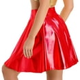 thumbnail image 4 of inhzoy Womens Shiny Metallic Pleated Skirt Festival Party Clubwear Red S, 4 of 6