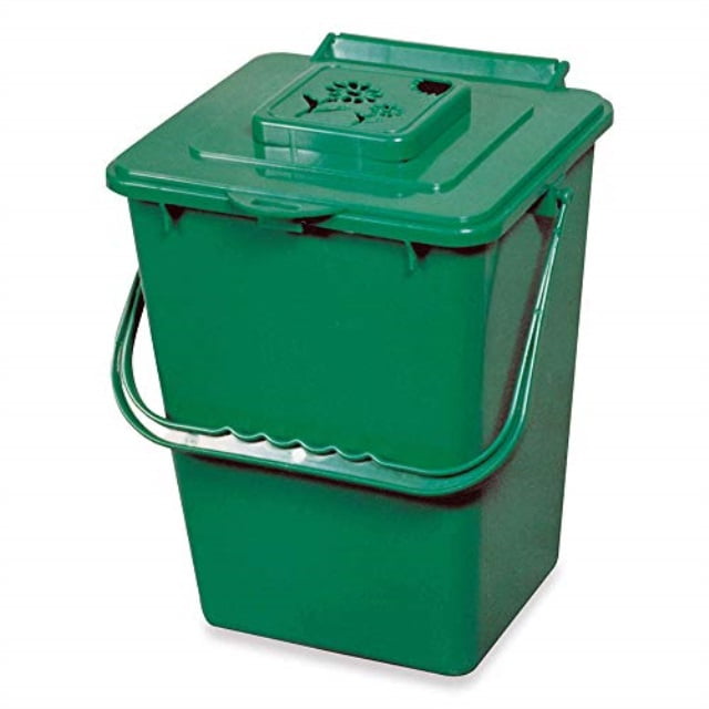 NEW GREEN COMPOST CADDY FOOD WASTE BIN WITH CARBON FILTER LID CARRY HANDLE 