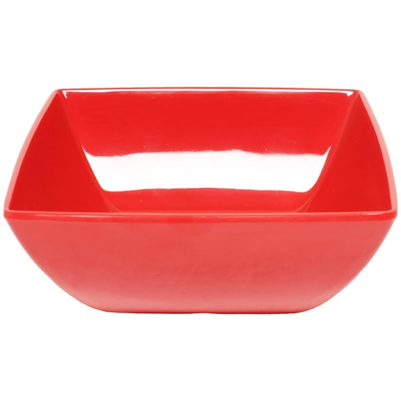 Excellante 90 Oz, 9" Square Bowl, 3 5/8" Deep, Pure Red Extra Heavy Weight Melamine Dinnerware Collection, Comes in Dozen