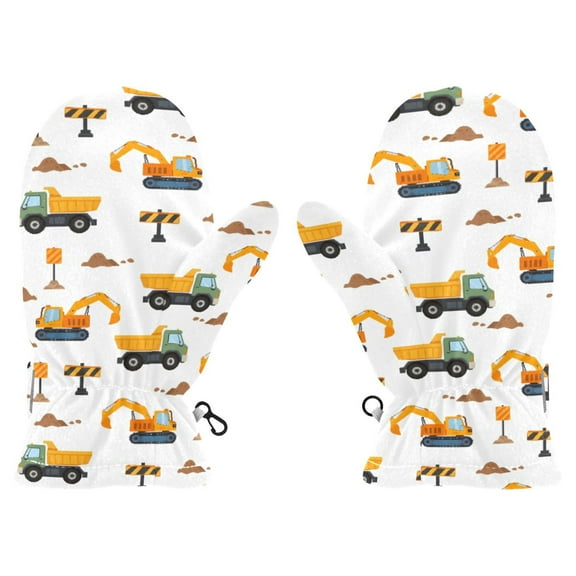Excavators Pattern Cold Weather Mittens Cozy Gloves with Adjustable Fit Perfect for Outdoor Fun