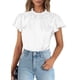thumbnail image 1 of Blusa de Satén con Volantes y Manga Corta para Mujer PRETTYGARDEN Blanca Talle S, 1 of 6