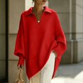 thumbnail image 2 of Gsakboxl Sweaters for Women Solid Color Oversized Loose Poncho Style Knit Sweater, Soft Flowy Casual Pullover Top For Autumn Winter Daily Sun Protection, 2 of 5